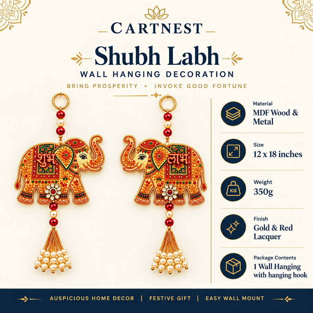 CARTNEST Shubh Labh Elephant Wall Hanging for Home