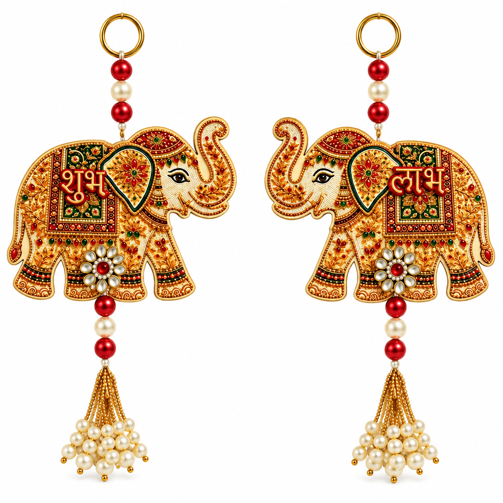 CARTNEST Shubh Labh Elephant Wall Hanging for Home