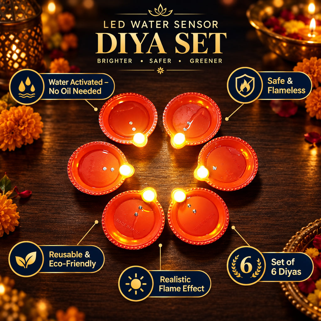 Water Sensor Diya Set (Pack Of 6)