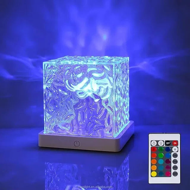 AquaGlow Water Ripple Night Light | 16-Color USB Ambient Lamp with Remote
