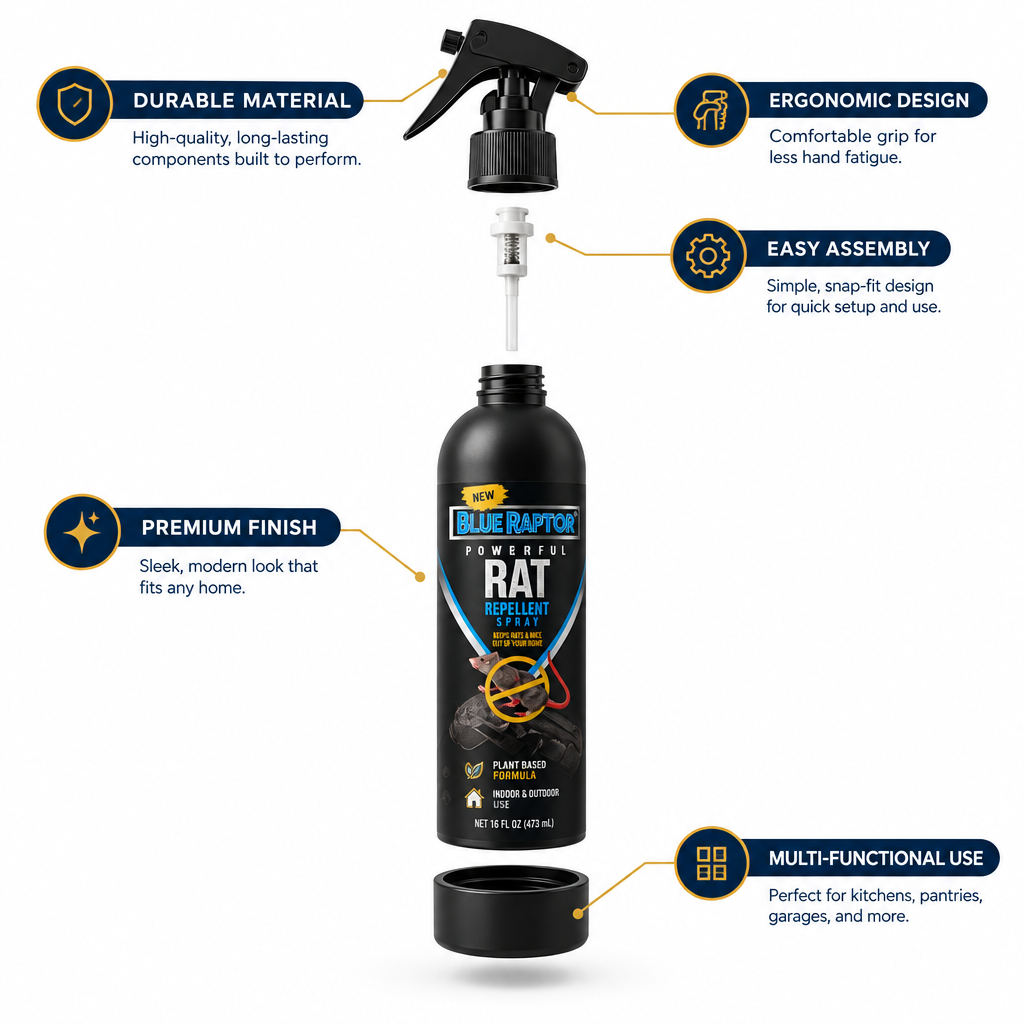 Blue Raptor Powerful Rat Repellent Spray – 100% Natural, Non-Toxic | 250ml (Pack of 2)