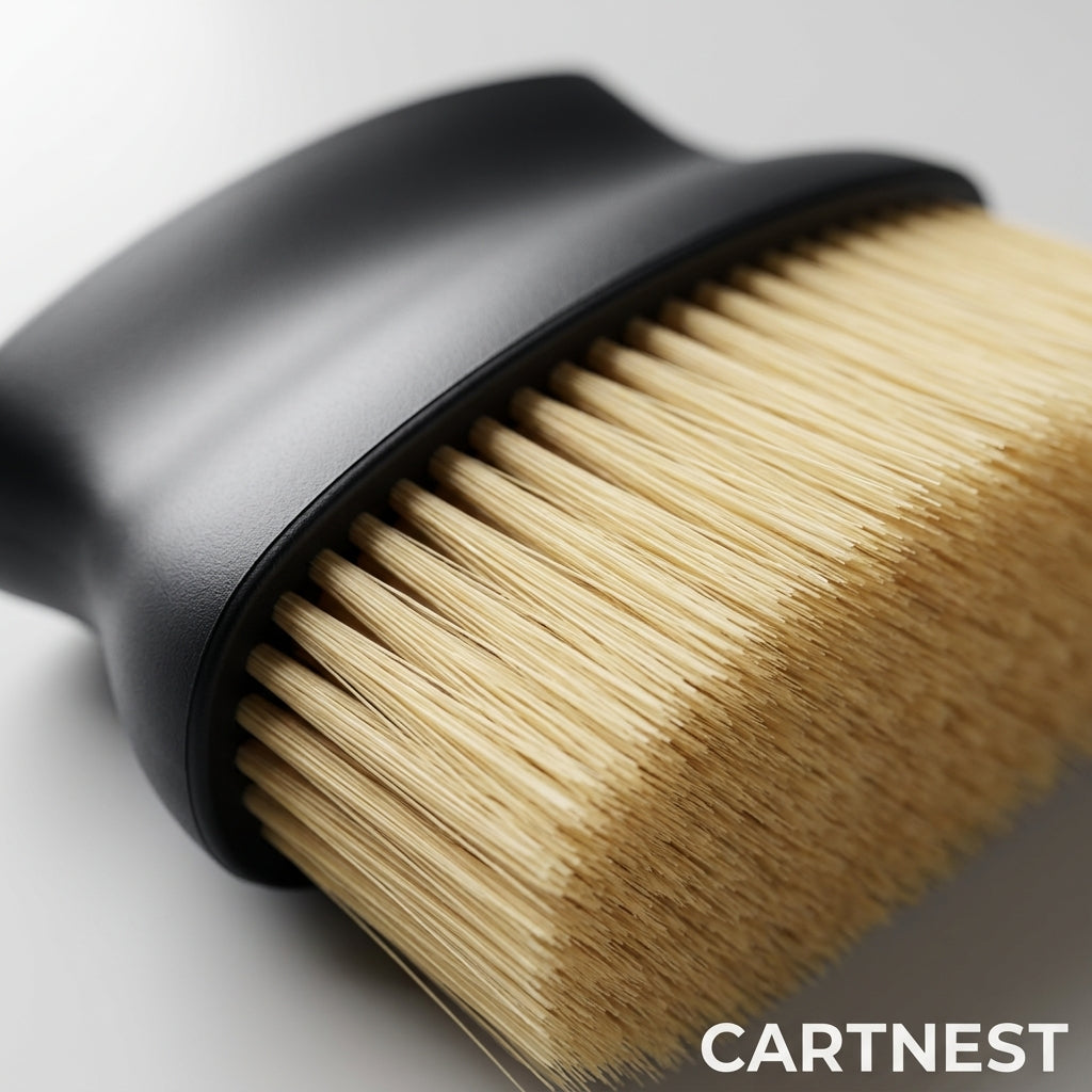 Close-up Soft Bristles of Car AC Detailing Brush
