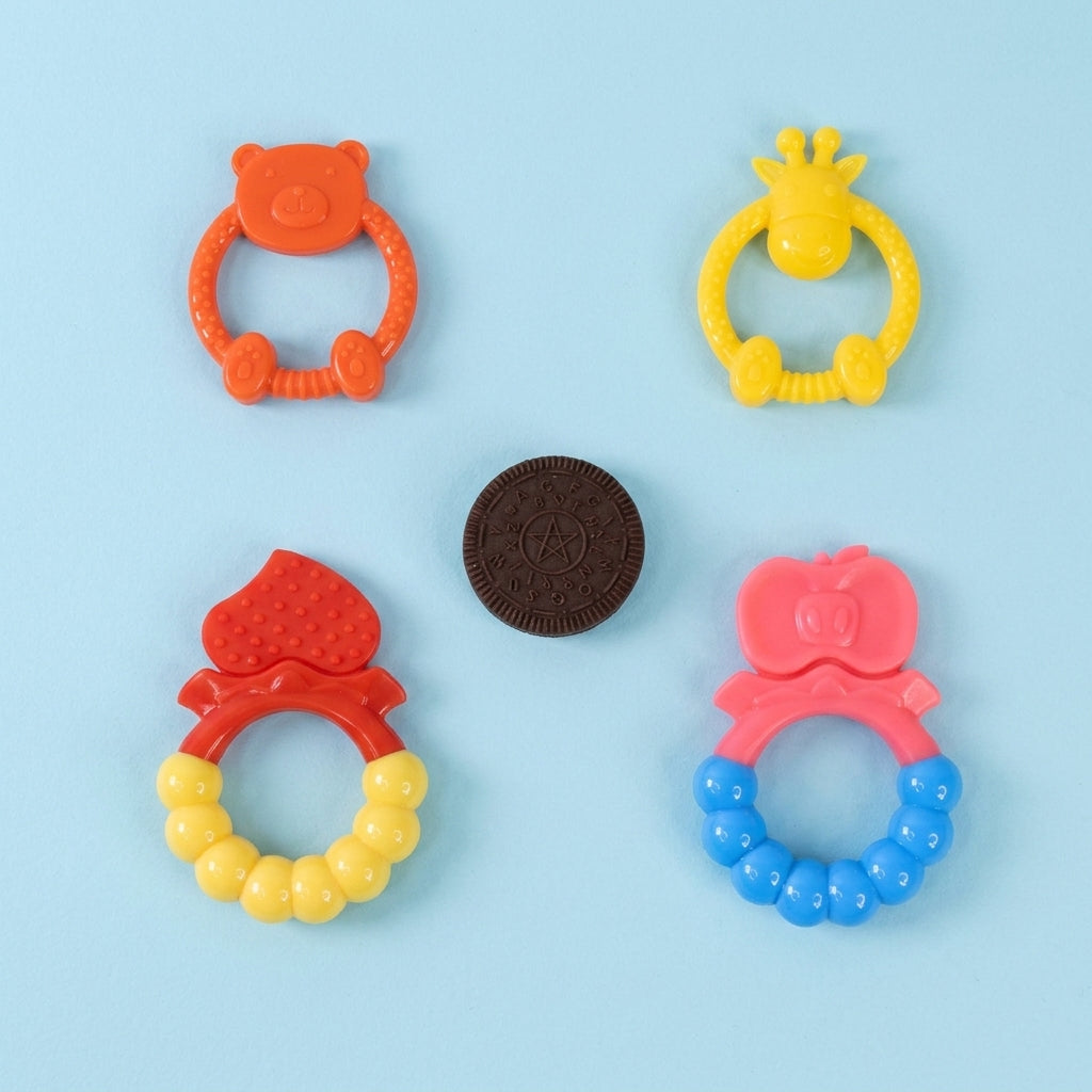Flatlay Arrangement of Baby Silicone Teething Toys