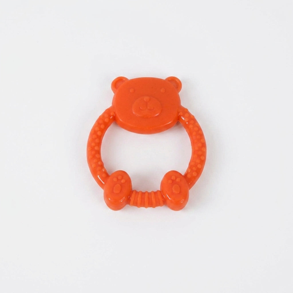 BPA-Free Silicone Bear Ring Baby Teether on White Background